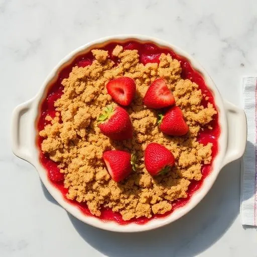 Crumble de fraises vue du dessus