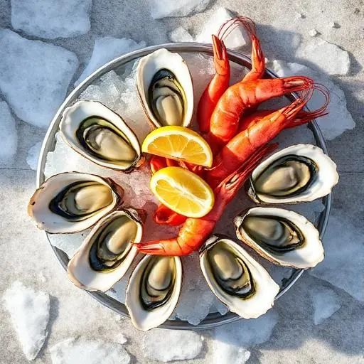 Plateau de fruits de mer vue du dessus
