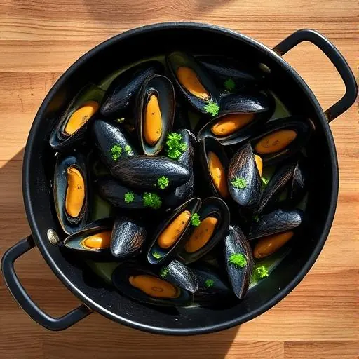 Moules marinières vue du dessus
